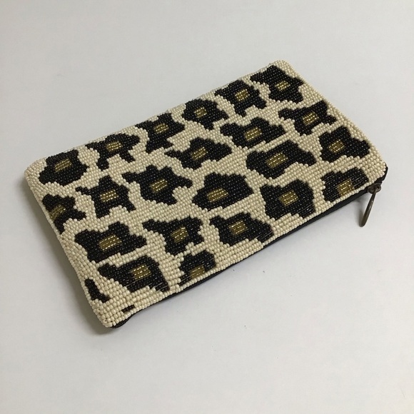 Beaded Leopard Crossbody Club Bag Wristlet Clutch Purse Wallet Bamboo Trading Co - Picture 2 of 14